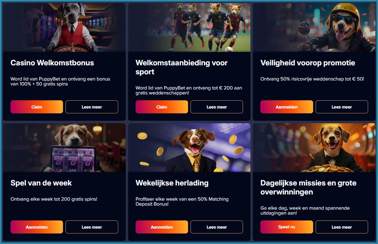 PuppyBet bonussen en promoties overzicht voor slimme wedden en grote winsten